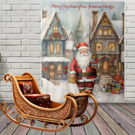 Kerstdorp met de Kerstman Wandkleed