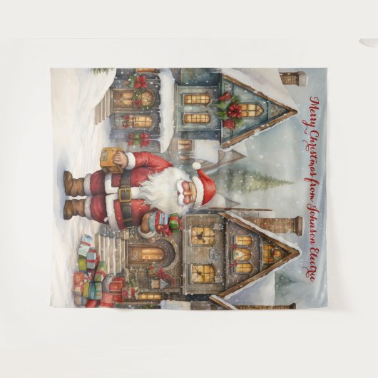 Kerstdorp met de Kerstman Wandkleed (Voorkant (horizontaal))