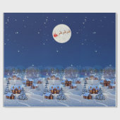 Kerstdorp met Santa & Rendieren Cadeaupapier (Vlak)