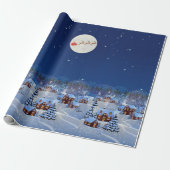 Kerstdorp met Santa & Rendieren Cadeaupapier (Uitgerold)