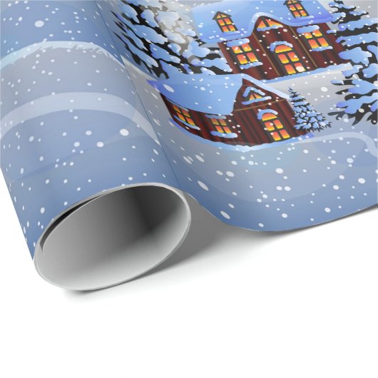 Kerstdorp met Santa & Rendieren Cadeaupapier (Rol Hoek)