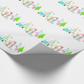 kerstdorp mid century modern cadeaupapier (Hoek)