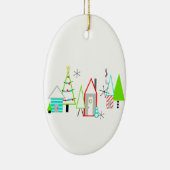 kerstdorp mid century modern keramisch ornament (Rechts)