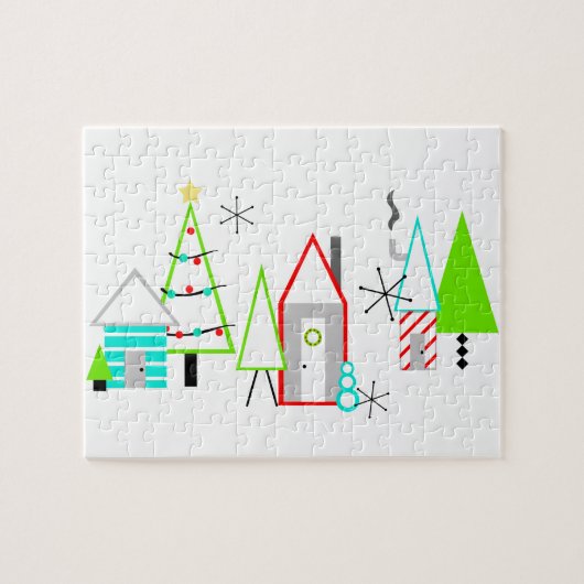 kerstdorp mid century modern legpuzzel (Horizontaal)