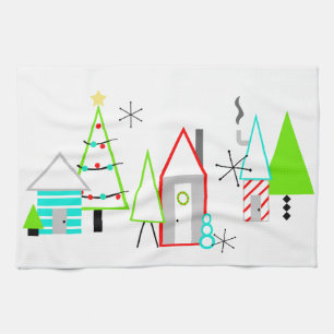 kerstdorp mid century modern theedoek