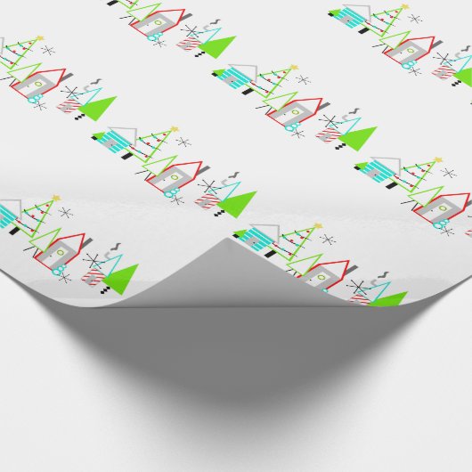 kerstdorp midden eeuw moderne cadeaupapier (Hoek)