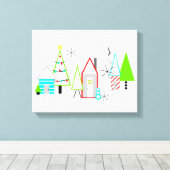 kerstdorp midden eeuw moderne canvas afdruk (Insitu (Houten vloer))