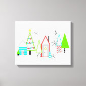 kerstdorp midden eeuw moderne canvas afdruk (Voorkant)