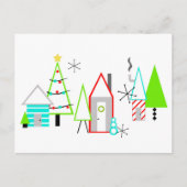 kerstdorp midden eeuw moderne feestdagenkaart (Voorkant)