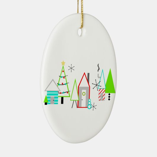 kerstdorp midden eeuw moderne keramisch ornament (Rechts)