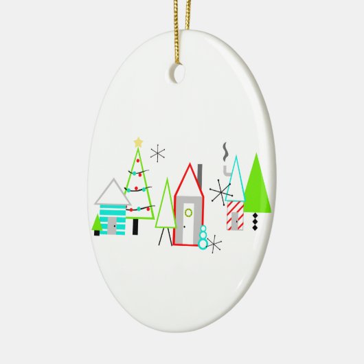 kerstdorp midden eeuw moderne keramisch ornament (Links)