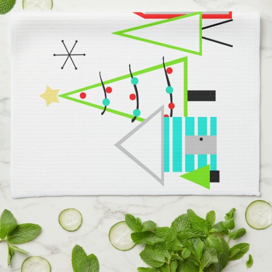 kerstdorp midden eeuw moderne theedoek (Gevouwen)