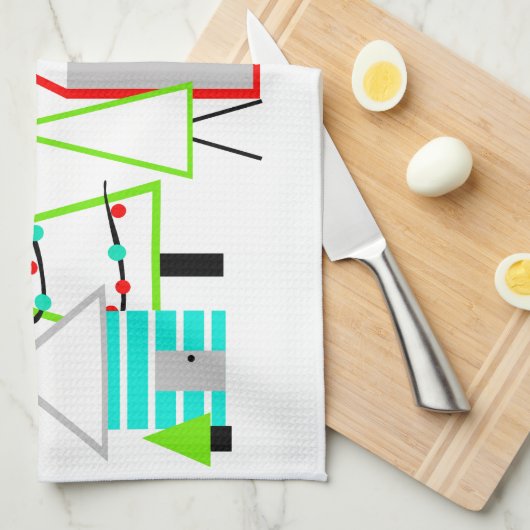 kerstdorp midden eeuw moderne theedoek (Quarter Fold)