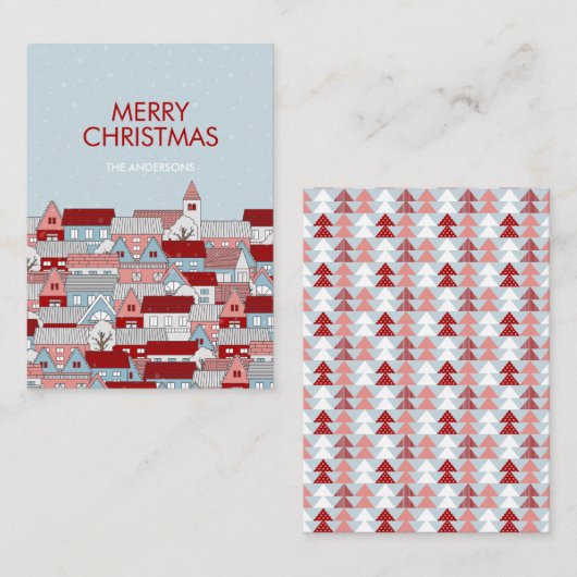 Kerstdorp Mini Holiday Note Kaart Notitiekaartje (Voorkant / Achterkant)