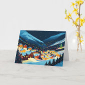 Kerstdorp onder de besneeuwde bergen kaart (Gele Bloem)