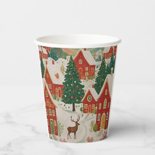 kerstdorp papieren bekers (Achterkant)