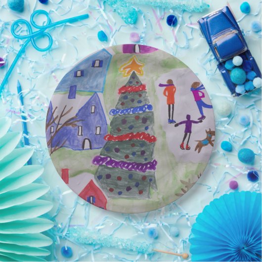 kerstdorp  papieren bordje (Feest)