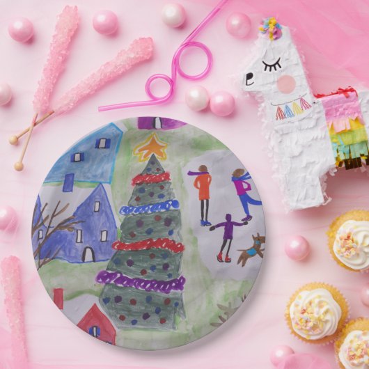 kerstdorp  papieren bordje (Feest)