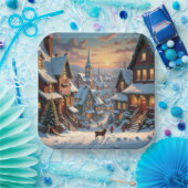 kerstdorp papieren bordje (Feest)