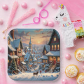 kerstdorp papieren bordje (Feest)