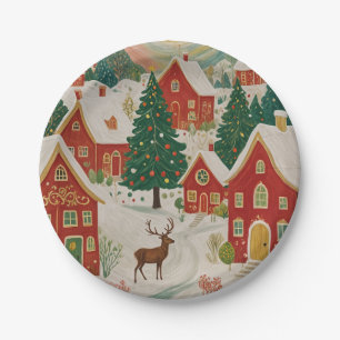 kerstdorp papieren bordje