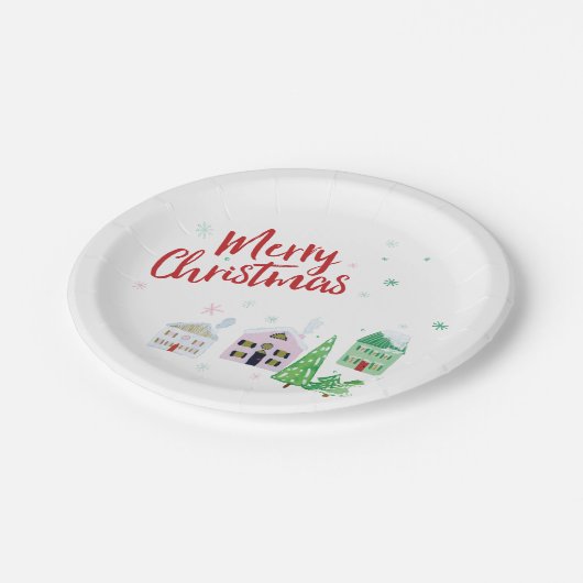 kerstdorp papieren bordje (Gekanteld)