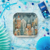 kerstdorp papieren bordje (Feest)