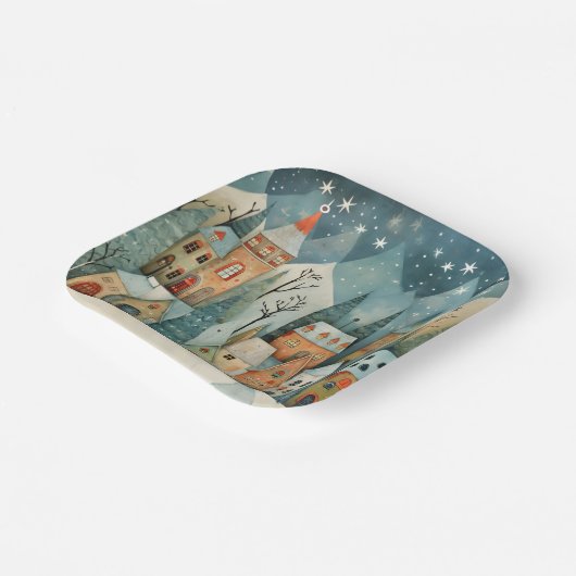 kerstdorp papieren bordje (Gebogen)