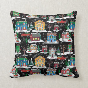 Kerstdorp Print Holiday Pillow Kussen