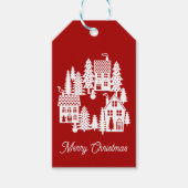 Kerstdorp Red White Cadeaulabel (Voorkant)