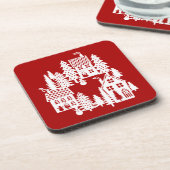 Kerstdorp Rood en wit Bier Onderzetter (Linkerzijde)