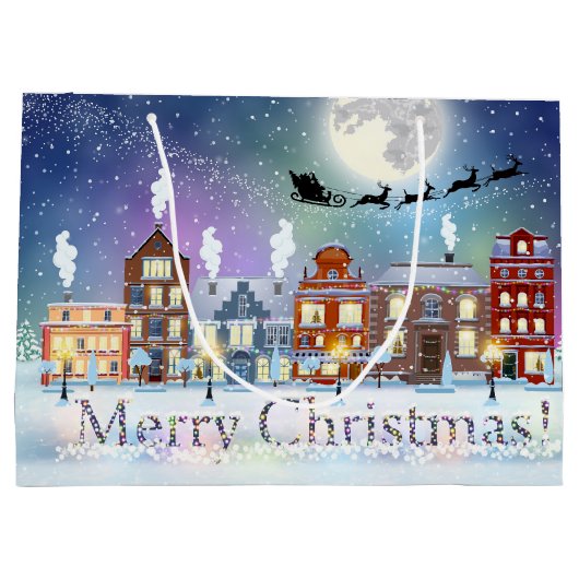 Kerstdorp Santa en Sleigh Groot Cadeauzakje (Achterkant)