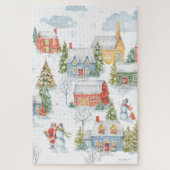 Kerstdorp Santa Snowmen Waterverf Legpuzzel (Verticaal)