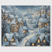 Kerstdorp Scene Cadeaupapier (Vlak)