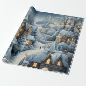 Kerstdorp Scene Cadeaupapier (Uitgerold)