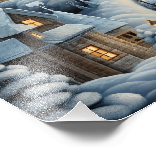 Kerstdorp Scene Foto Afdruk (Hoek)