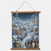 Kerstdorp Scene Hangend Wandkleed (Voorkant)