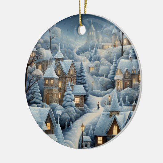 Kerstdorp Scene Keramisch Ornament (Links)