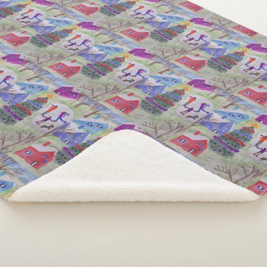 kerstdorp sherpa deken (3/4)