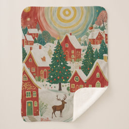 kerstdorp sherpa deken