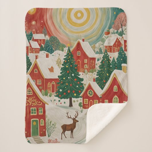 kerstdorp sherpa deken (Voorkant)