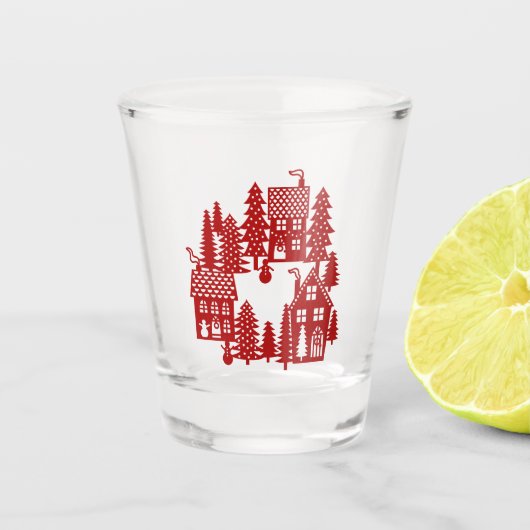 kerstdorp shot glas (Voorkant)