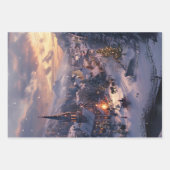 Kerstdorp Sneeuw bedekte straten Decoupage Inpakpapier Vel (Voorkant 2)