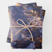 Kerstdorp Sneeuw bedekte straten Decoupage Inpakpapier Vel (In situ)