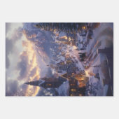 Kerstdorp Sneeuw bedekte straten Decoupage Inpakpapier Vel (Voorkant)