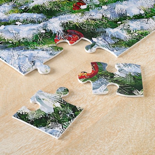 Kerstdorp Sneeuwval Jigsaw Legpuzzel (Zijkant)