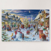 Kerstdorp Sneeuwval Jigsaw Legpuzzel (Horizontaal)