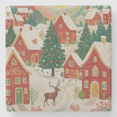 kerstdorp stenen onderzetter (Voorkant)