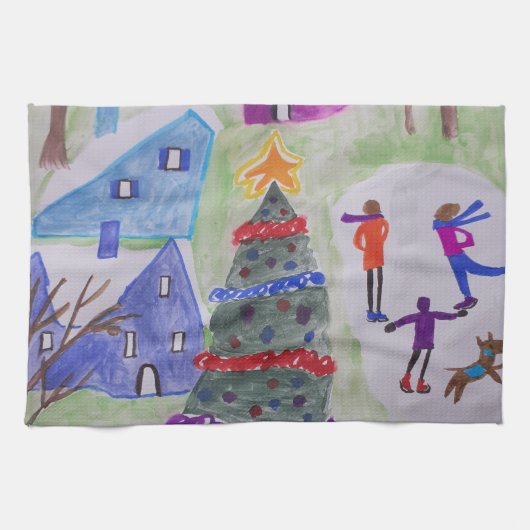 Kerstdorp Tea Towel Theedoek (Horizontaal)