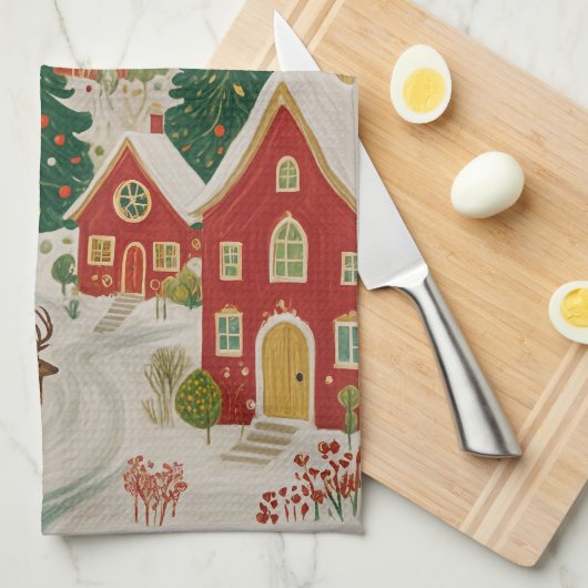 kerstdorp theedoek (Quarter Fold)